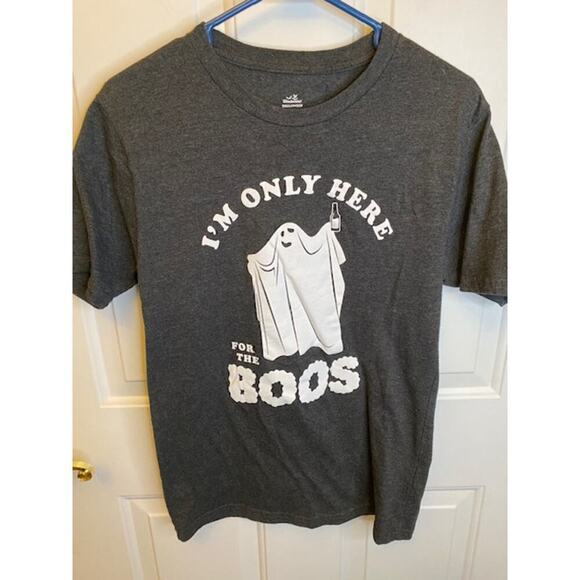 "I'm Only Here for the Boos" Shirt Sz S Black, White Print - Picture 5 of 5